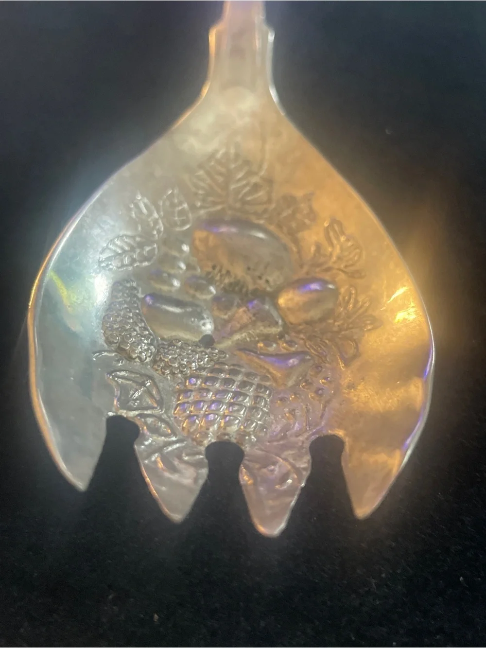 Vintage Silver-Tone Decorative Fruit Server Spoon - Home Dining